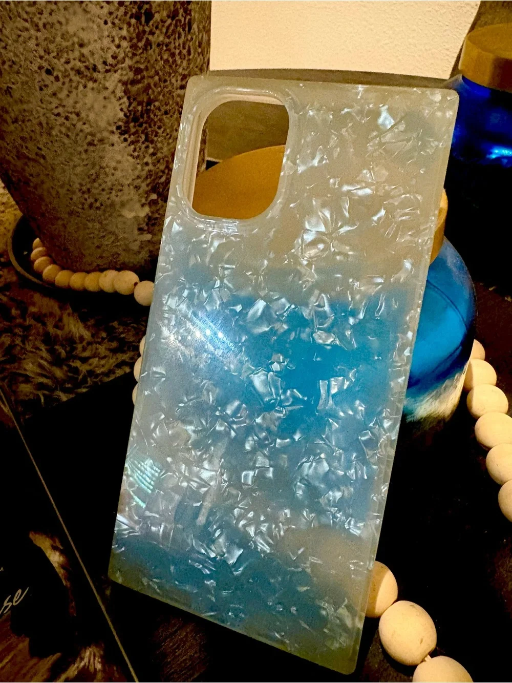 FLAUNT SQUARE® Icy Blue Pearl iPhone Case